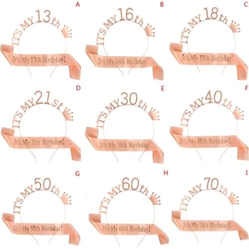 It Is My 13 16 18 21 30 40 Birthday Party Satin Sash Crown Tiara Party Supply