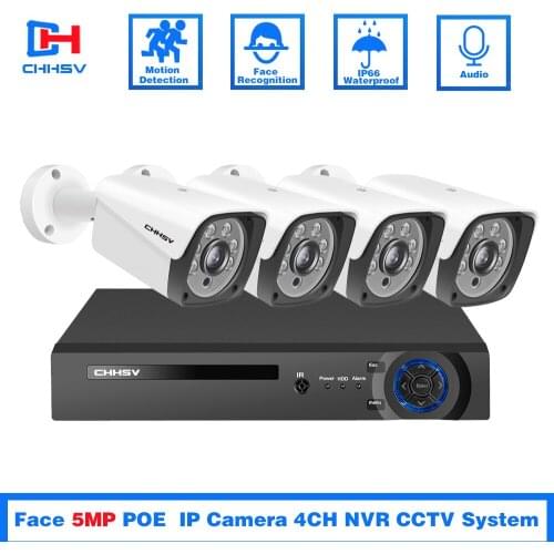 HD 5MP Face Detection POE NVR Kit H.265 CCTV Security Cameras Audio Outdoor Waterproof IP Camera P2P Video Surveillance System