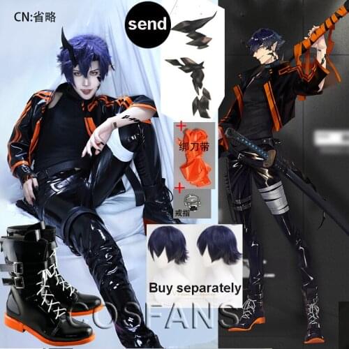 Game Arknights Flamebringer Cosplay Costume full set outfit with wig Halloween Carnival Party Costumes for men adults Wig shoes
