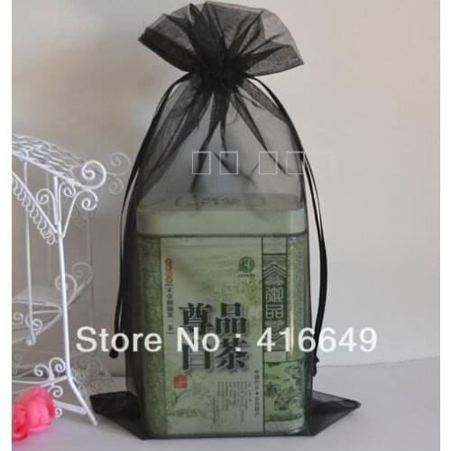 Free Shipping Wholesale 200pcs/lot 20*30cm black color Christmas /Wedding Drawable Organza Voile Gift Packaging Bags&Pouches