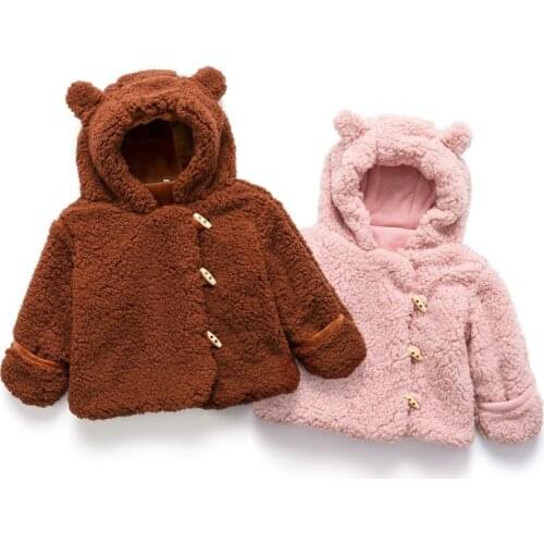 Cute Ear Hooded Toddler Boys Girls Spring Fall Jacket Fleece Bear-cos Kids Warm Coat Outwear Childrens Clothes
