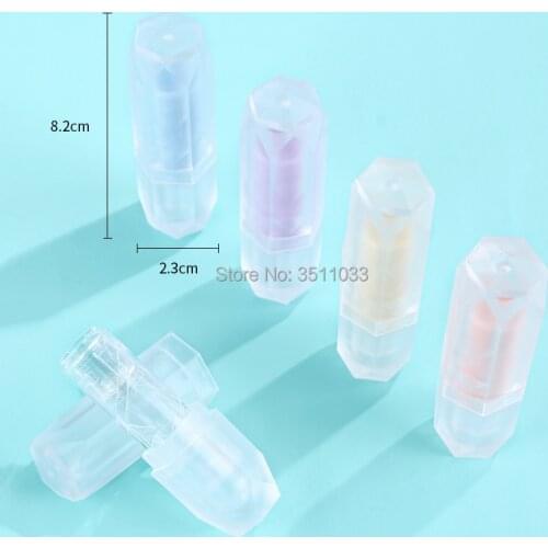 Cute Empty Cosmetic Lipstick Container Lip Balm Lip Rouge Tube Lip Makeup Accessories Refillable Bottle Yellow Clear Purple