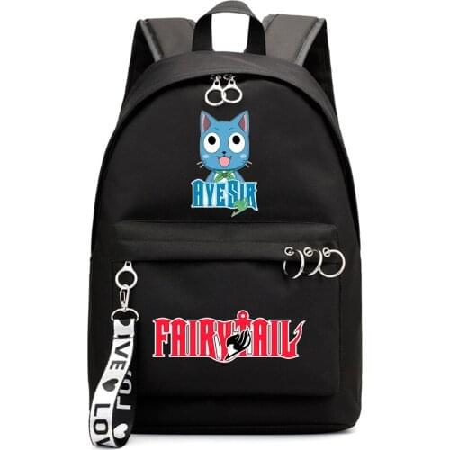 Fairy Tail Fashion Casual Packsack Zipper Rucksack Boys Girls Schoolbag Backpack Shoulders Laptop Bag Teenger Student Bookbag