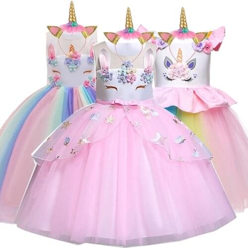 Toddler Girls Unicorn Dress Christmas Party Kid Dresses For Girls Costume Princess Dress Children Clothing 1 3 4 5 6 8 10 Years