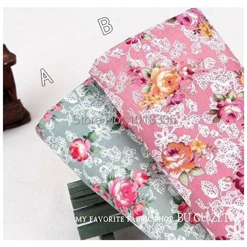 New Width 150cm Pink Floral printed 100% cotton fabric patchwork Poplin fabric blue for sale $18= 2 meters