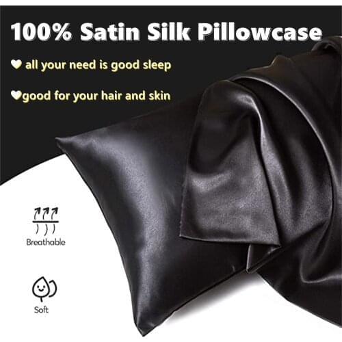 Cooling 2Pcs Silky Satin Pillowcase King Queen Size Soft Breathable Anti Acne Pillow Cover with Envelope Closure Pillow Cases