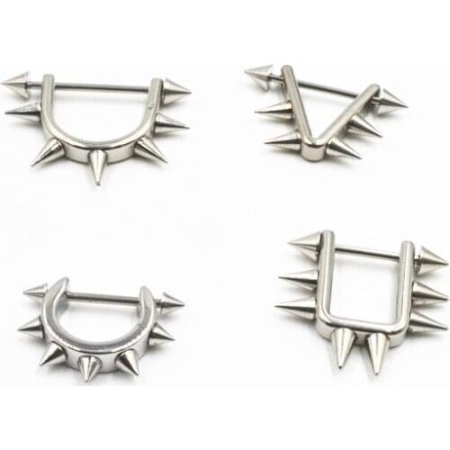 50PCS Free Shippment Body Jewelry- Surgical Steel Nipple Breast Piercing Nipple Barbells Punk Spike 16G body Piercing Mix