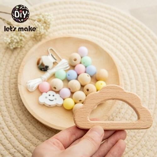 Lets Make 1set Baby Rattles Diy Pacifier Clip Baby Teething Silicone Beads Bpa Free Suit Crochet Wooden Beads Baby Teether