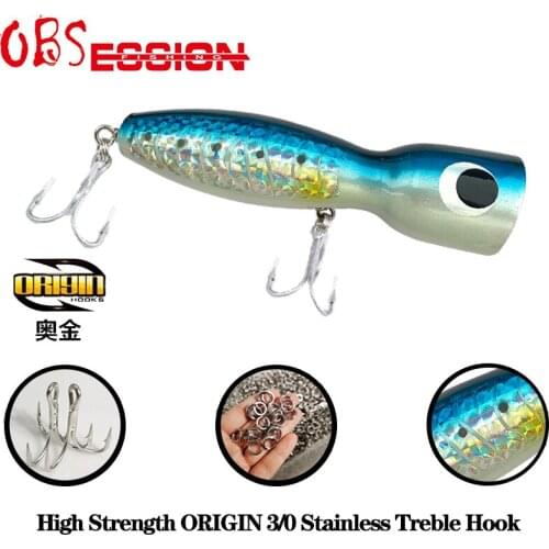 Wood GT Surface Popper Bait With Treble Hooks 120g Woodend Trolling Lure Handmade Topwater Saltwater Fishing lure Tuna Tackle