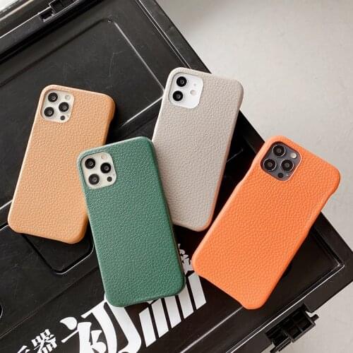 Luxury brand litchi Dermatoglyph Hard leather phone case for apple iphone 7 8 Plus X XS XR MAX 11 Pro SE 2 12 protection cover