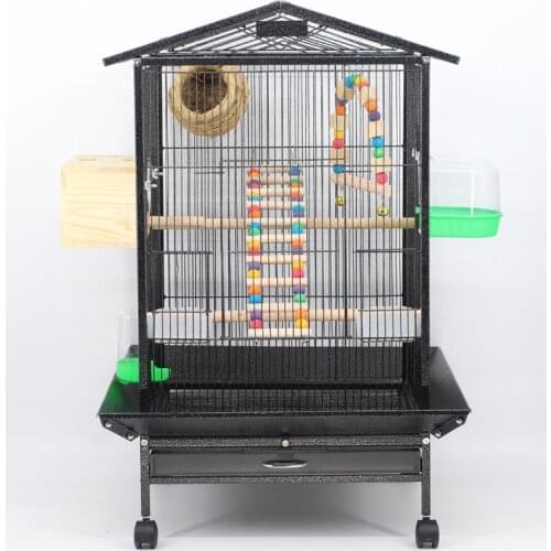 Luxury Large Bird Cage Stainless Steel Tray Playground Black Houses Outdoor Bird Cage Breeding Cage Oiseau Pet Supplies BS50BC
