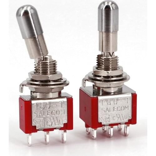 SH T80-T Series Round Top Locking Lever 6.35mm Panel Mount Mini Toggle Switch 5A/125VAC