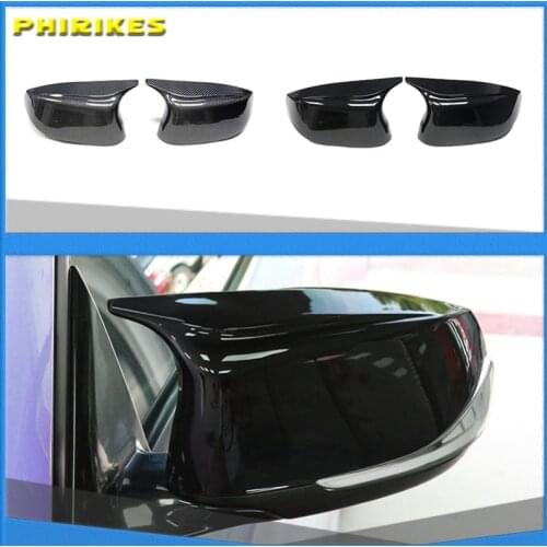 Car side 2pcs Horn Replacement for Infiniti Q50 Q60 Q70 SQ50 XQ30 2014-2020 Rearview Mirror cover caps Bright Black