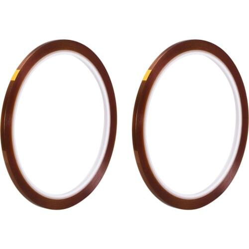 Uxcell 2Pcs Heat Resistant Tape Polyimide Film Adhesive Tape 3mm x 33m(108ft) for Transformer Motor Coil Capacitor etc