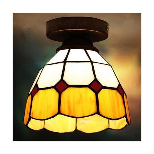 Tiffany traditional vintage glass ceiling lights European rustic E27 LED lamp for porch gallery pavilion vestibule ZLXDD064