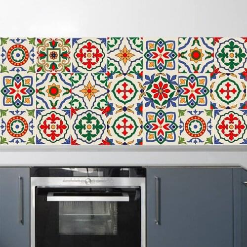 Waterproof Moroccan Tiles Mosaic Wall Sticker Kitchen Bathroom Decor Adhesive Waterproof PVC Wall Stickers Waist Line