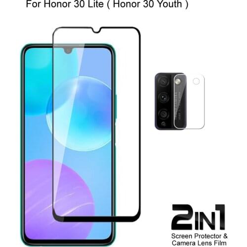 For Honor 30 Lite Camera Lens Protecting Film & Full Coverage Protective Tempered Glass Phone Screen Protector