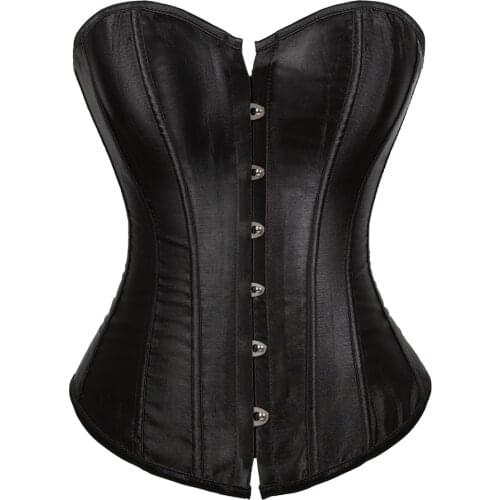 Womens Corset Bustier Satin Sexy Plus Size Gothic Lace Up Boned Gorset Top Shapewear Classic Clubwear Party Club Night Corselet