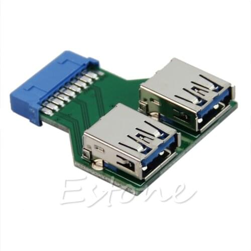 1PC New Hot Internal Mainboard 2 Ports USB 3.0 Female to 20 Pin Female Header