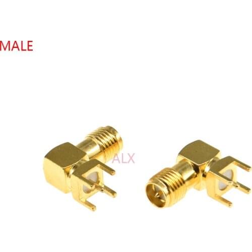 10PCS SMA-KWE RF ADAPTER MALE PLUG RIGHT ANGLE 90 DEGREE Antenna CONNECTOR PCB Mount Thru Hole