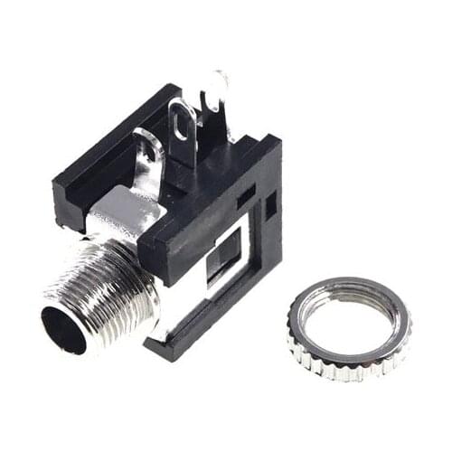 2pcs Audio Jack 3.5mm 3 pin Stereo socket for 3 poles earphone plug through holes Phone Jack DC30V 0.5A Screw Panel Mount Anged