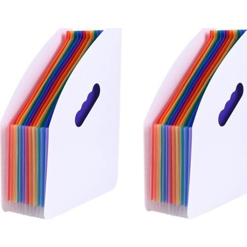 2 Pcs Expanding File Holder Folder Standing A4 Vertical File Organizer Magazine Basket Desktop 13 Pockets File Holder