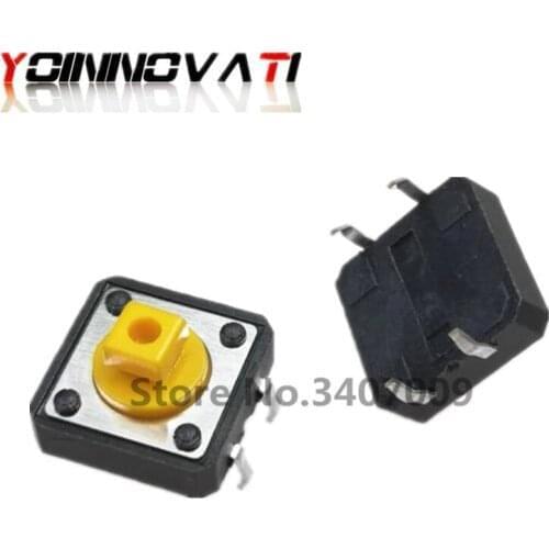 20pcs 12*12*7.3 mm 4Pin Tactile Push Button Switch Tact Switch 12x12x7.3mm Yellow Head