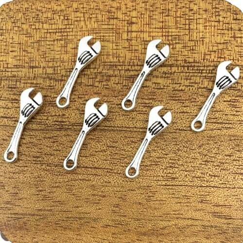 20 pieces of charm tool wrench 24*7mm Tibet silver plated pendant jewelry DIY handmade craft pendant alloy
