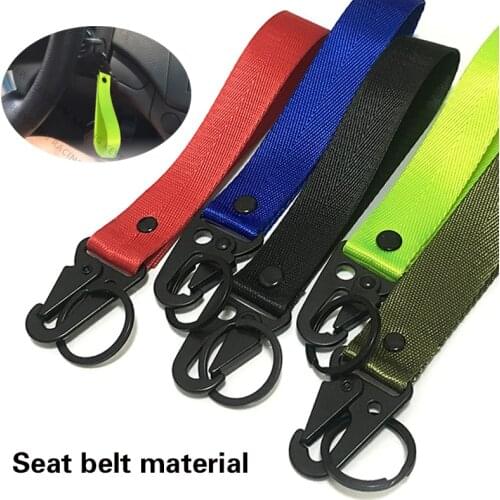 5 color Car Seat belt material nylon cloth keychain keytag embroidery stitching for Honda Toyota Car key DIY Keyring Car Styling
