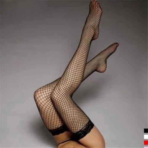 5 Colors Womens Sexy Stockings Lace Top Stay Up Thigh High Stockings Hosiery Hollow Out Mesh Nets Fishnet Stockings Pantyhose
