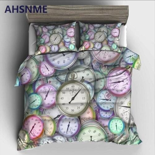 AHSNME Stopwatch/Clock Bedding Set High-definition Print Quilt Cover for RU and AU and EU and US Size Market jogo de cama