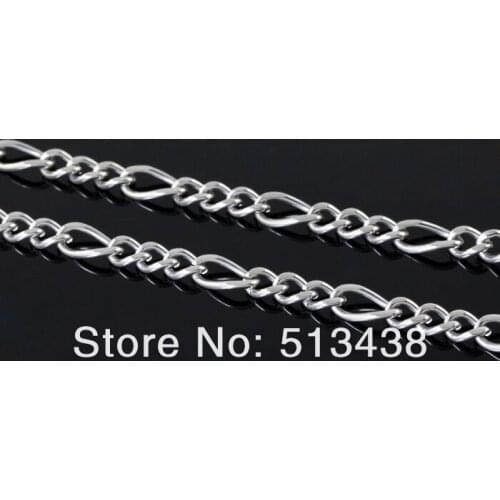Free ship! 50 meters fashion High polished Stainless Steel 5mm figaro chain.jewelry finding DIY necklace in Bulk