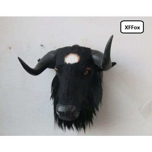 Big simulation cattle head model polyethylene&furs black cattle head wall pandent doll gift 52x50cm xf965