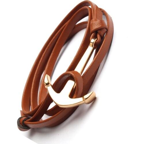 Handmade Rope Metal-Anchor Bracelets For Women Men Charm Leather Bracelet Jewelry Male Gift