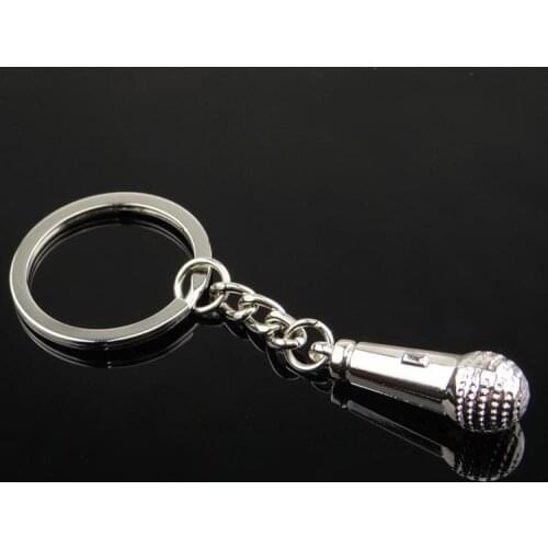 New Gift Key Chains Keychain Keyfob Keyring 3D Model Mic Microphone Voice tube Christmas Fashion Jewelry Ring