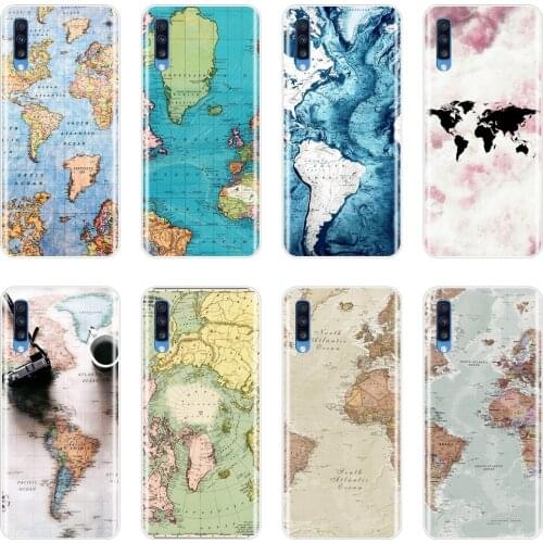 TPU Back Cover For Samsung Galaxy A10 A20 A30 A40 Silicone Soft World Map Marble Phone Case For Samsung Galaxy A80 A70 A60 A50