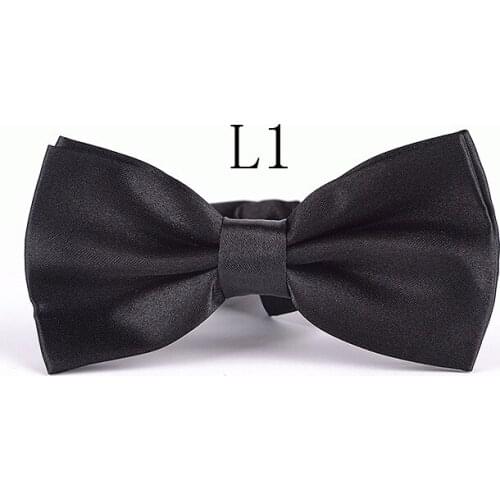 Black Men Bow Ties Solid Color Tie Adjustment Satin Necktie Groom/Groomsmen/Best Man/Wedding Party Cravat LD4