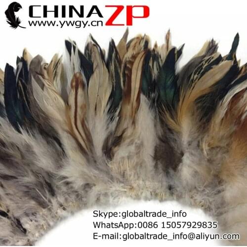 CHINAZP Factory 200pcs/lot Selected Prime Quality Natural Cream Half Bronze Strung Rooster Schlappen Feathers