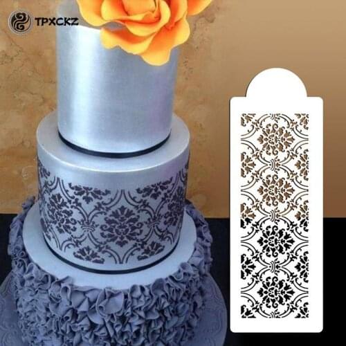 Damask Lace Border Cake Side Cupcake Stencil Sugarcraft Decoration Mould Baking Tool Kitchen Accessories Cake Decorating Tool