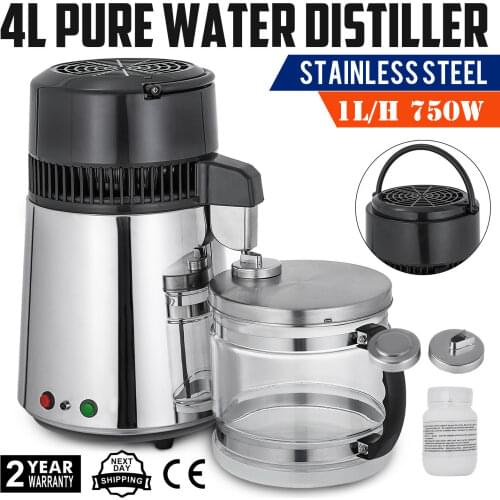 Water Distillers Countertop Stainless Steel 4L 750W Digital Control Distilling Water Machine for Home