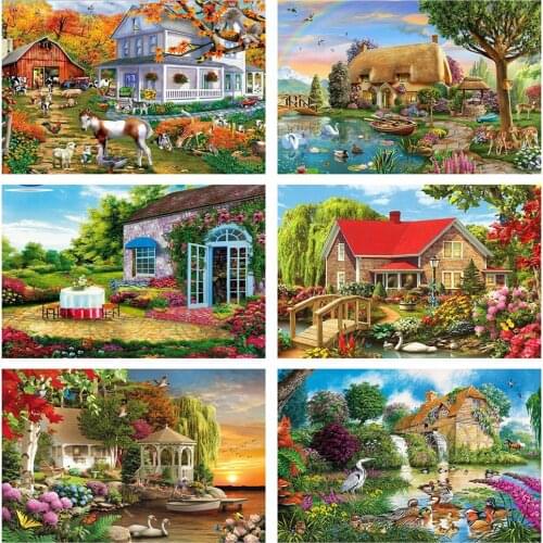 Evershine Full Square Diamond Painting Garden 5D DIY Landscape Embroidery Cross Stitch Mosaic Diamond Art Kit Home Decoration