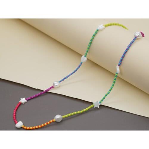 Go2Boho Boho Beads Choker Accessories Colorful Beaded Necklaces Shell Star Heart Charm Necklace For Women Vacation Jewellery