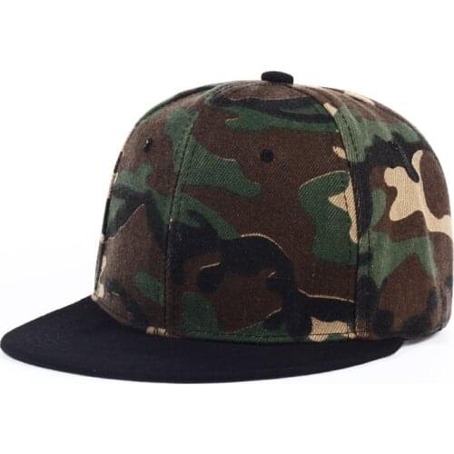 Camouflage snapback cap polyester blank flat camo baseball cap without embroidery mens hats and hats for men and women