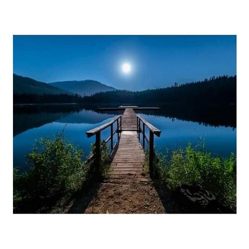 GATYZTORY Lakeside Night DIY frame oil painting by numbers kits for adults HandPainted acrylic pictures by numbers wall art pain