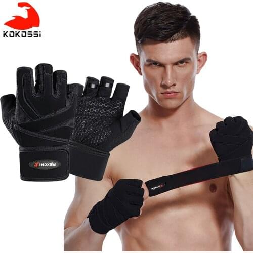 KoKossi Half-Finger Weightlifting Gloves Compression Palm Anti-slip Wearable Fitness Wrist Guard Dumbbell Training Exercise