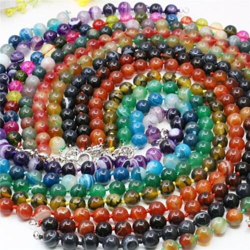 10mm Round Multicolor Watermelon Tourmaline Jaspers Agates Tigers Eye Stone Necklace DIY Accessory Parts Natural Jewelry Making