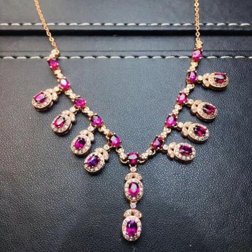 Best Gift Garnet Necklace Pendant 925 Sterling Silver Fine Jewelry Natural And Real Garnet Necklace