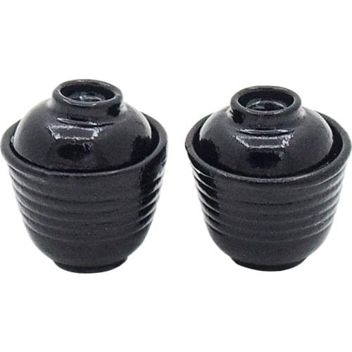 Odoria 1:12 Miniature 2PCS Japanese Soup Rice Bowl with Lid Dollhouse Kitchen Accessories