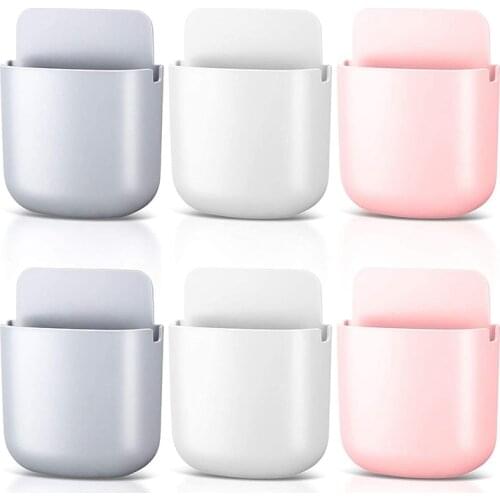 Wall-Mounted Remote Control Holder Self-Adhesive Storage Box Storage Box Adhesive Pen Holder Closet Office School 6 Pcs