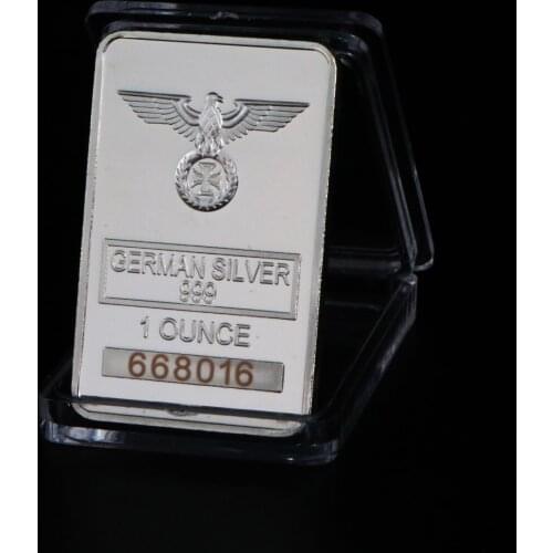 German coin collection,1oz 999 fine Silver Bar with Eagle coin GERMAN WW2 IRON CROSS OF SILVER BAR With Different Serial Number